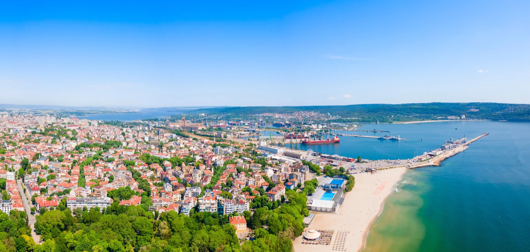 Varna beach and Black Sea port